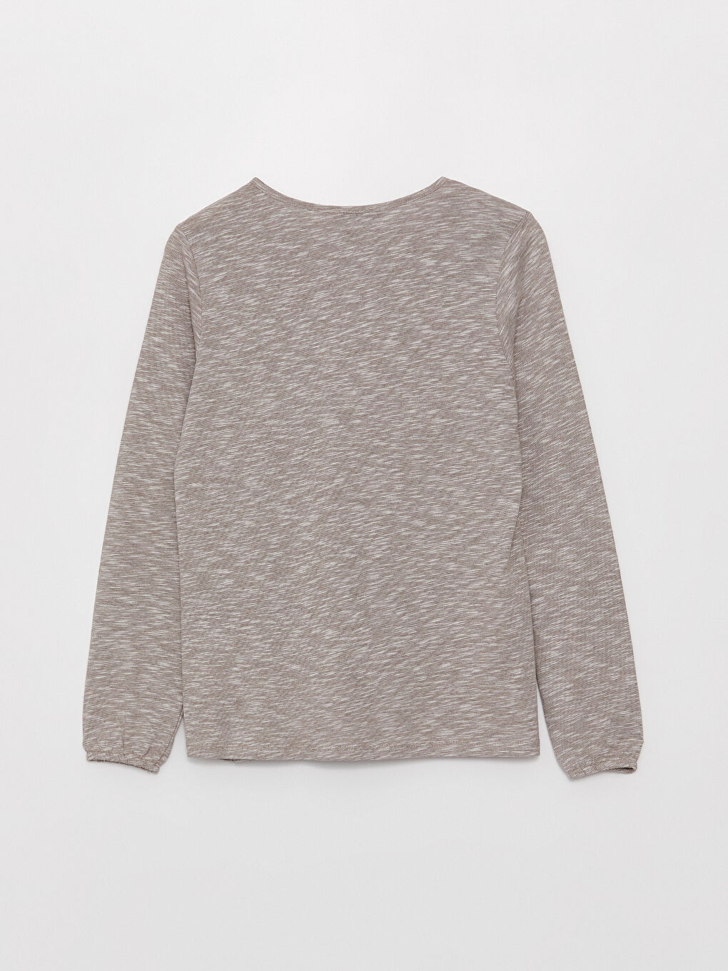 Bej Bağlamalı Yaka Baskılı Uzun Kollu Kadın Bluz-6