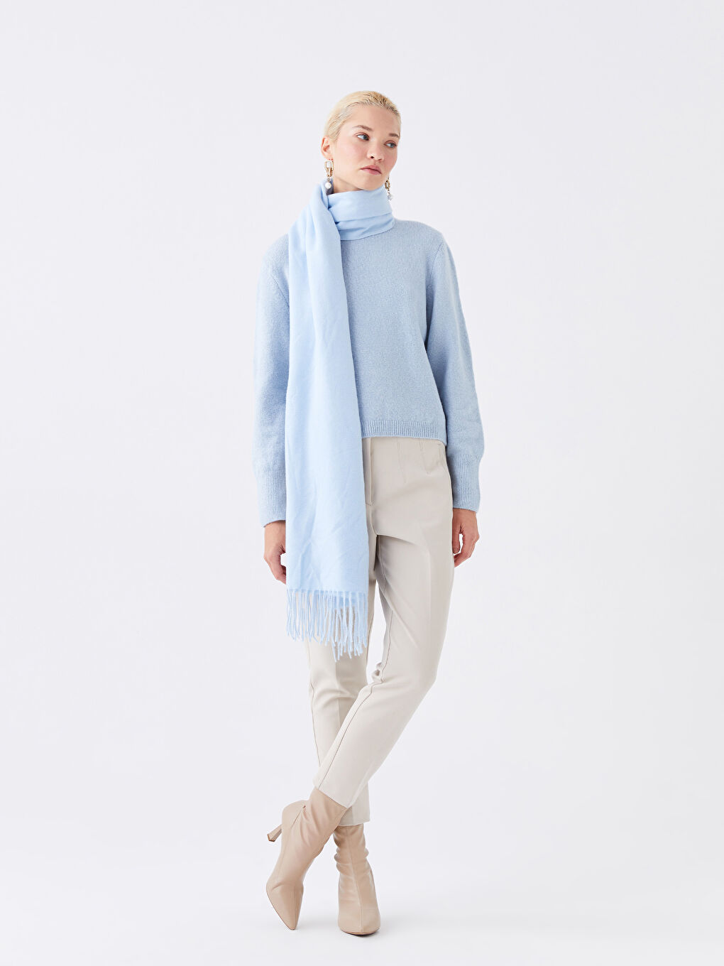 LCW ACCESSORIES Plain Tasseled Women's Scarf -W3AS46Z8-FND