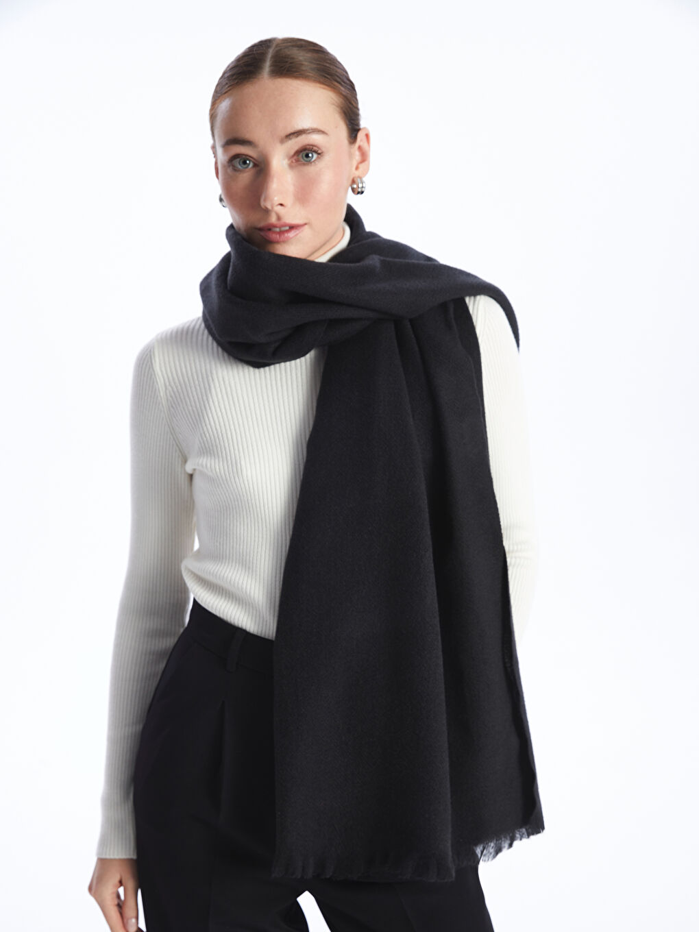 Plain Tasseled Women's Scarf-1
