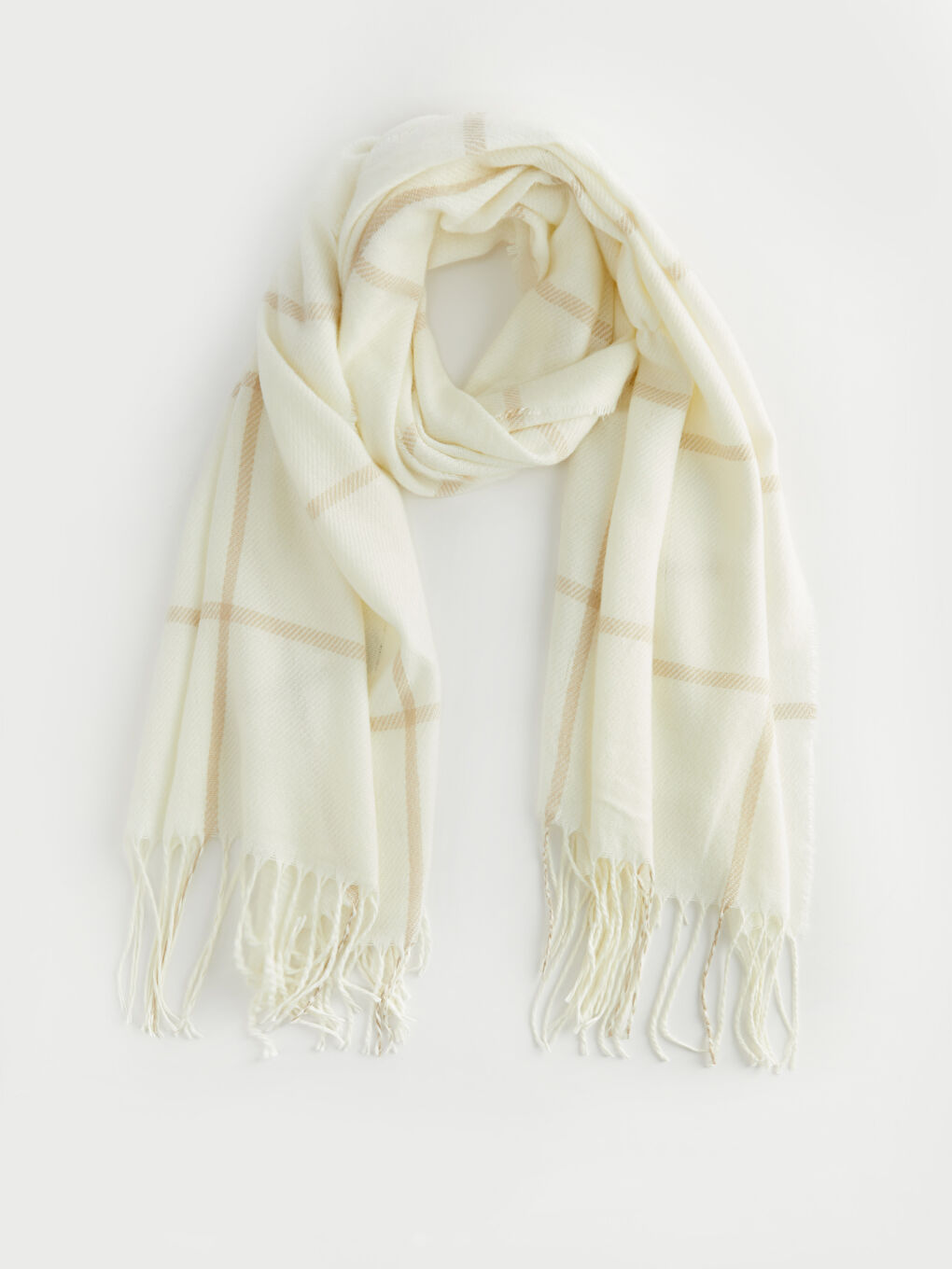 Plaid Patterned Tasseled Women's Scarf-3