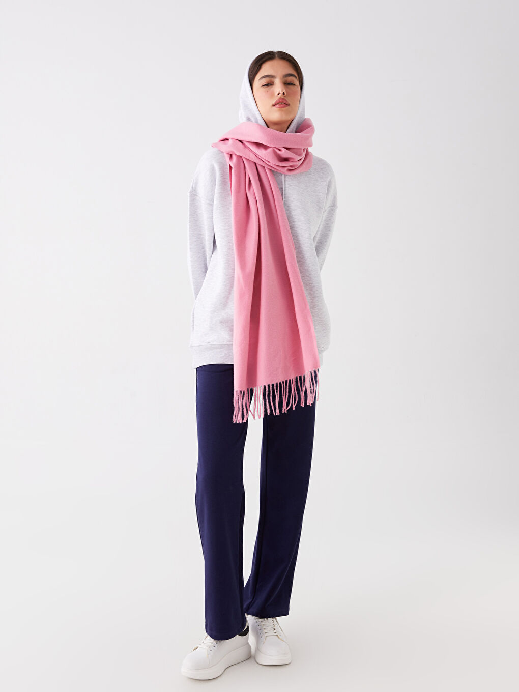 LC Waikiki Plain Fringed Women's Scarf -W3AS60Z8-GFV
