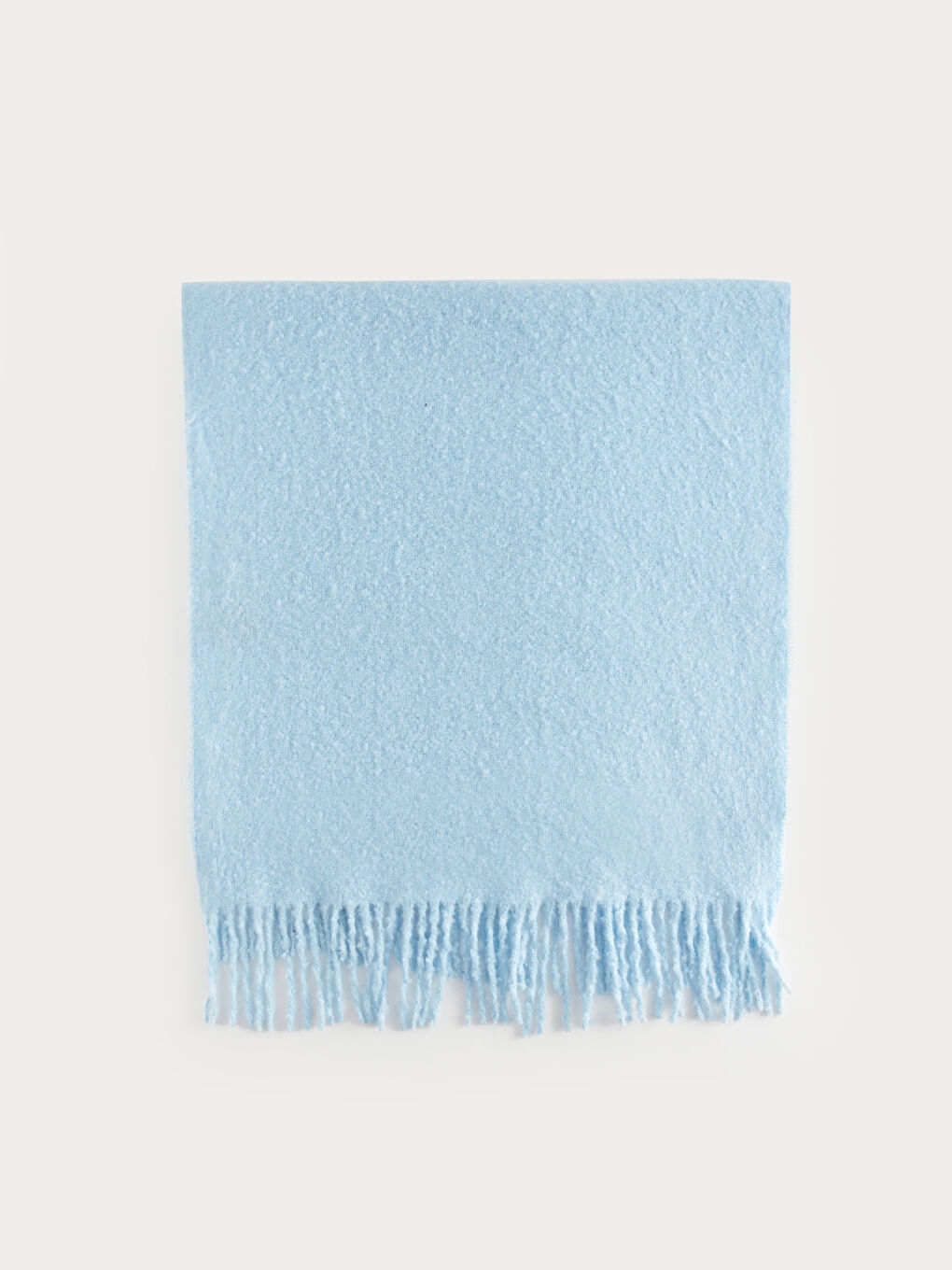 Mavi Düz Saçaklı Kadın Atkı-1