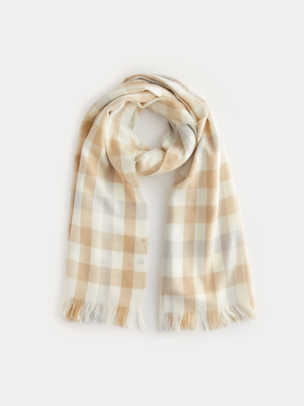 LCW ACCESSORIES Fringed Plaid Patterned Women's Scarf -W3AS62Z8-SZ4