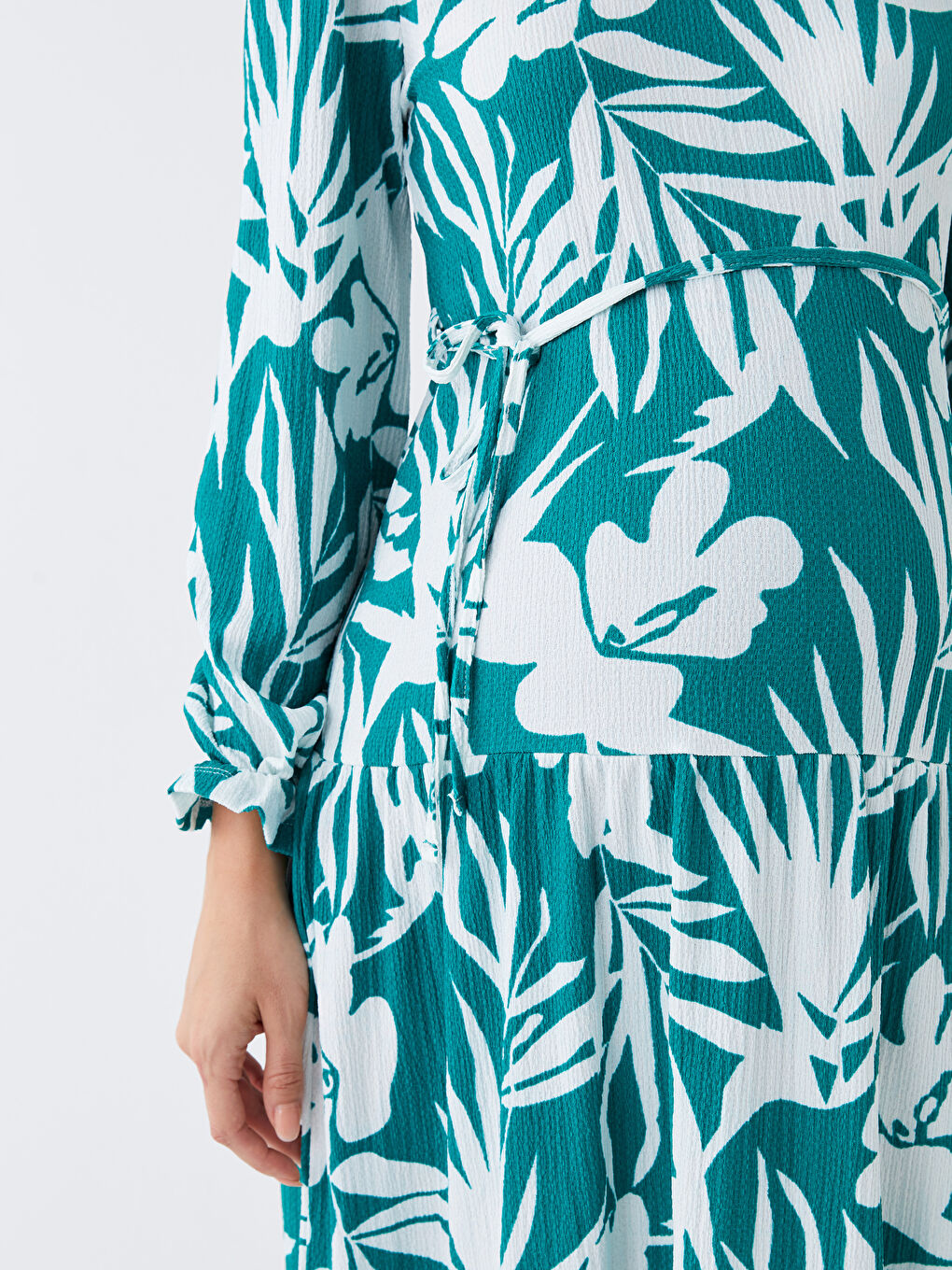 Robe Maternité à Motifs à Manches Longues avec Col Rond-3