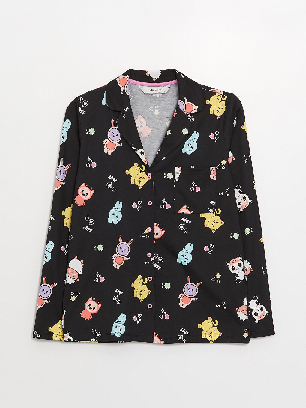 Shirt Collar Patterned Women's Pyjama Set-6