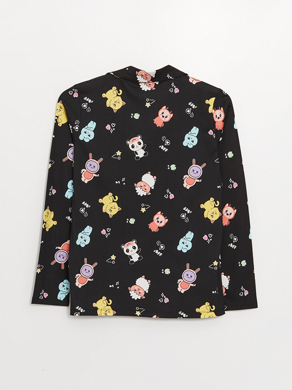 Shirt Collar Patterned Women's Pyjama Set-7