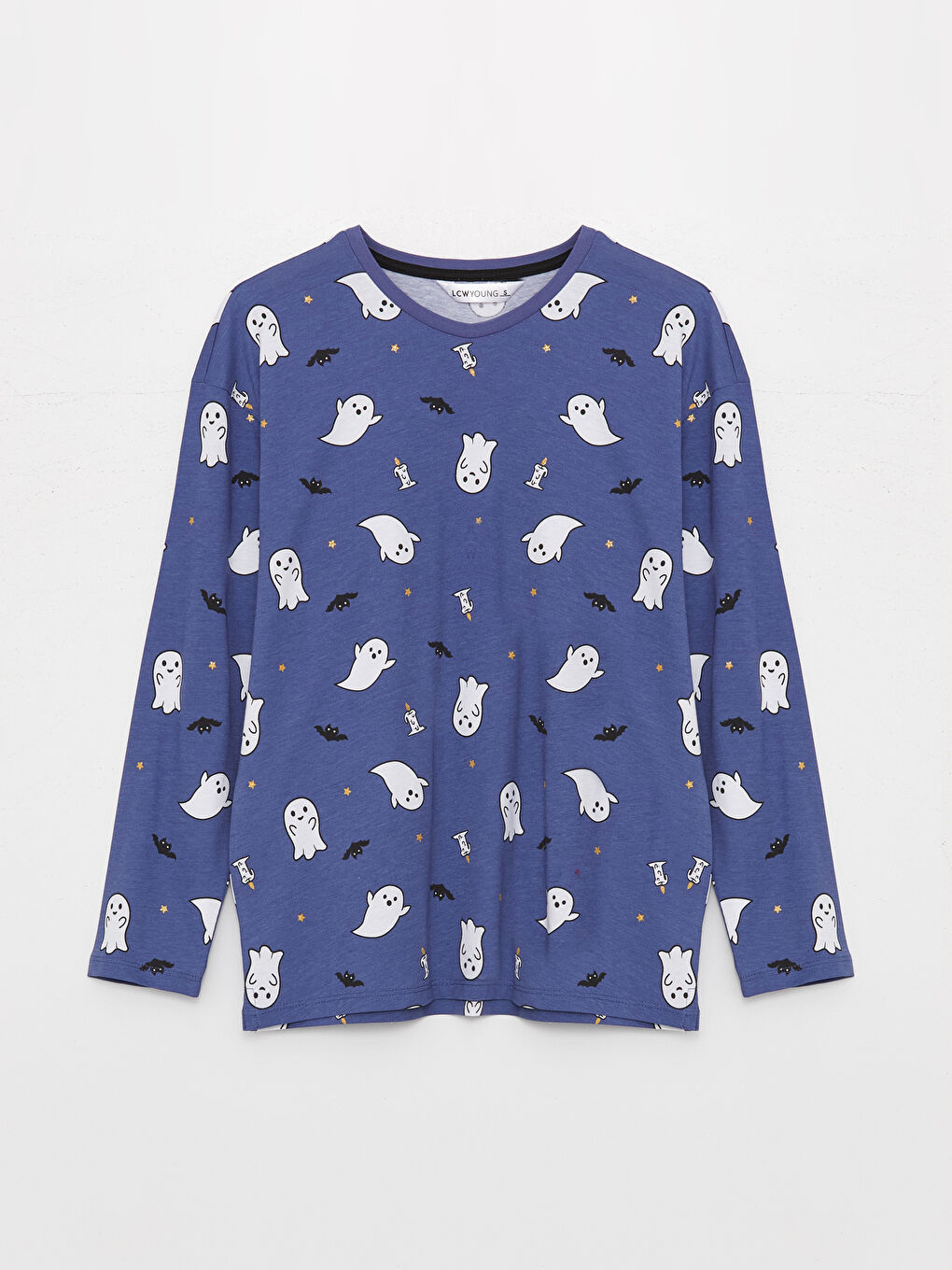 Mor Bisiklet Yaka Desenli Uzun Kollu Kadın Pijama Takımı-6