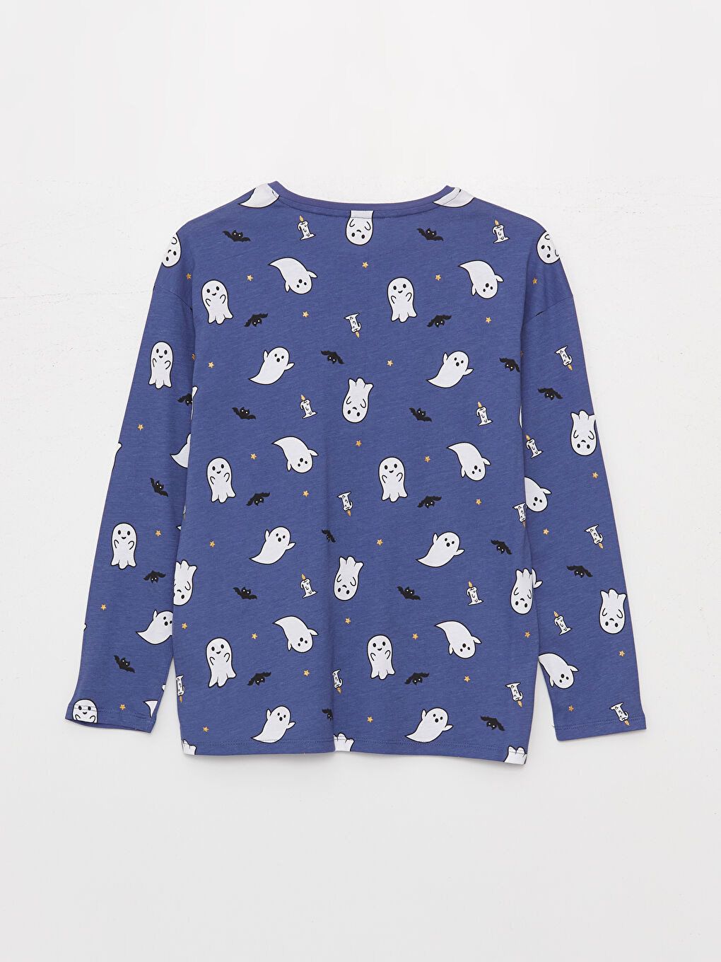 Mor Bisiklet Yaka Desenli Uzun Kollu Kadın Pijama Takımı-7