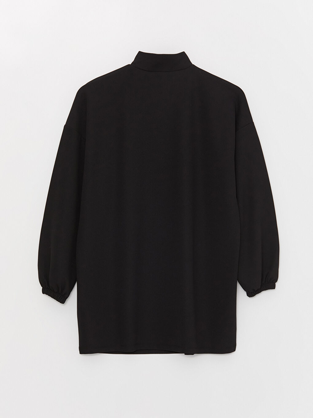 Siyah Dik Yaka Düz Uzun Kollu Oversize Kadın Sweatshirt Tunik-6