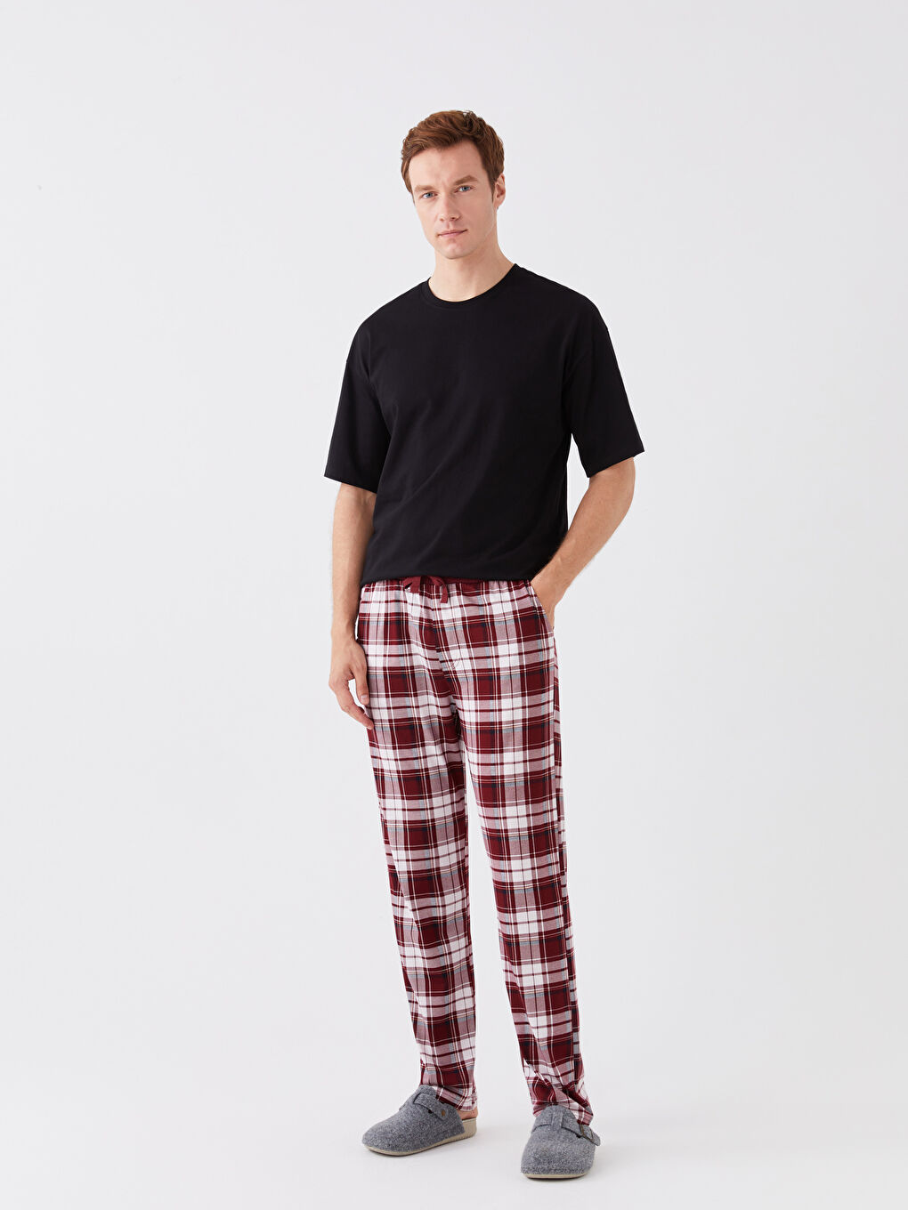 რეგულარული მორგება პლედი მამაკაცის პიჟამა ქვედაბოლო