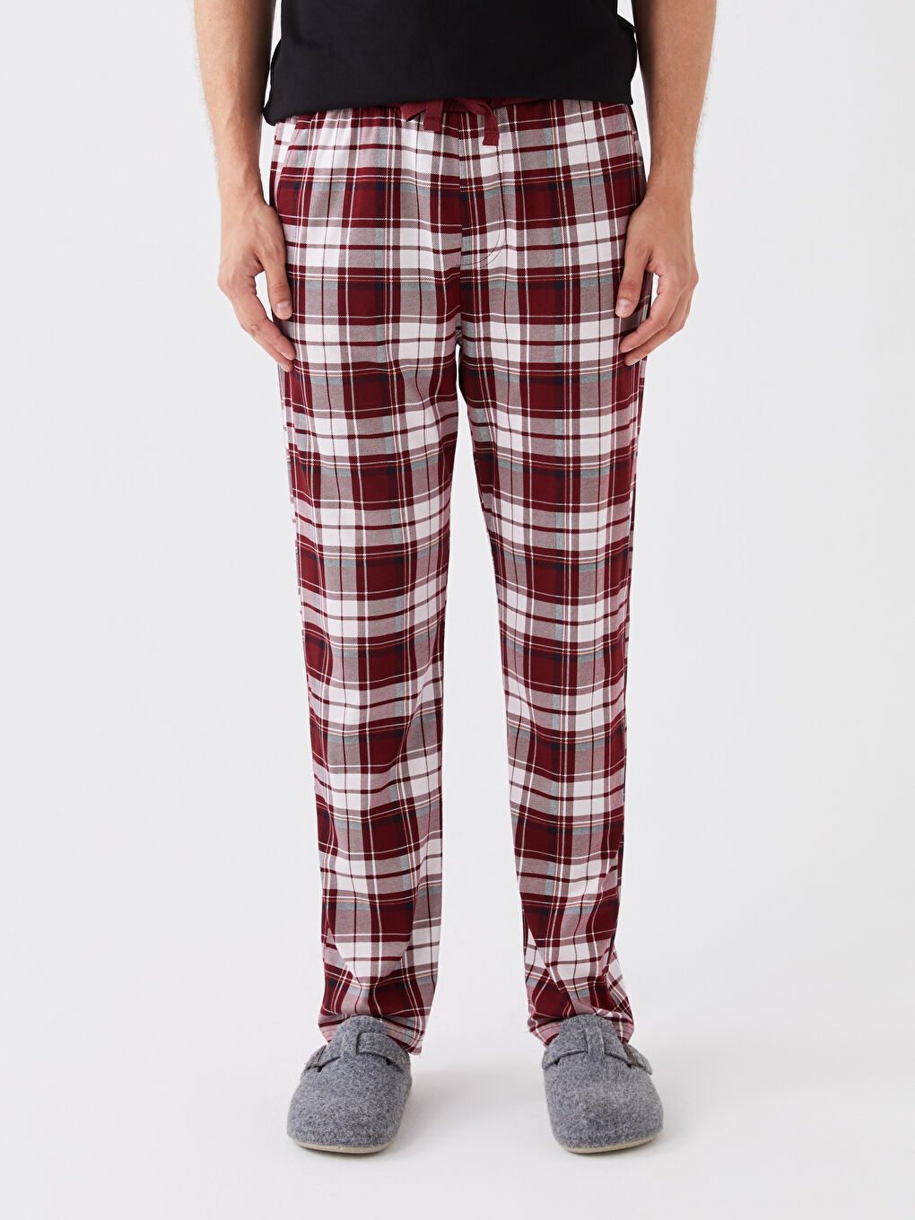 რეგულარული მორგება პლედი მამაკაცის პიჟამა ქვედაბოლო-2