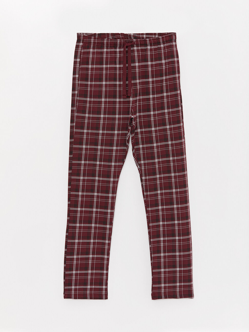 Bordo Standart Kalıp Ekose Erkek Pijama Alt-4