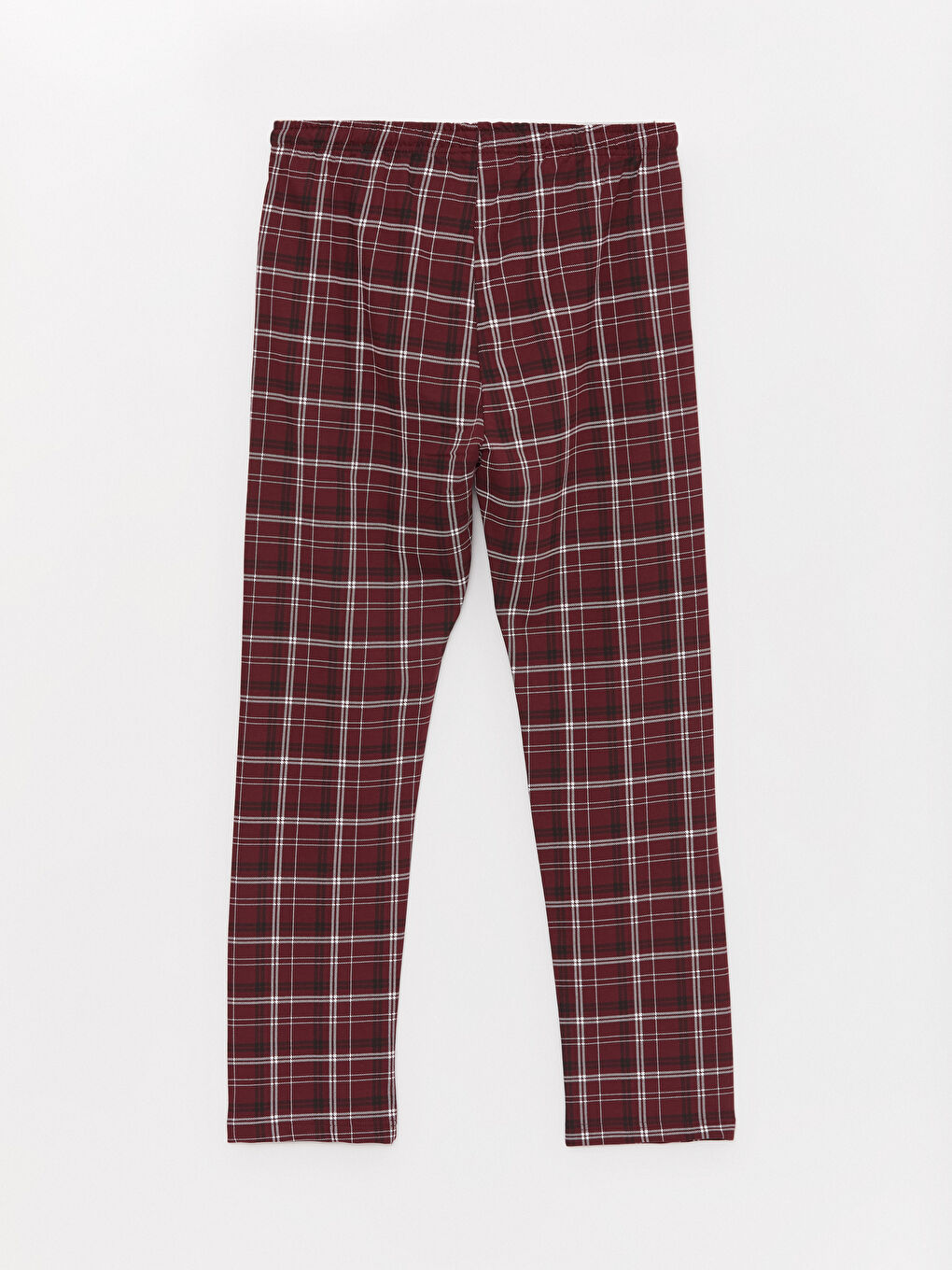 Bordo Standart Kalıp Ekose Erkek Pijama Alt-5