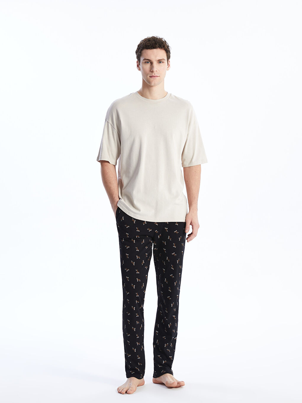 Siyah Standart Kalıp Erkek Pijama Alt