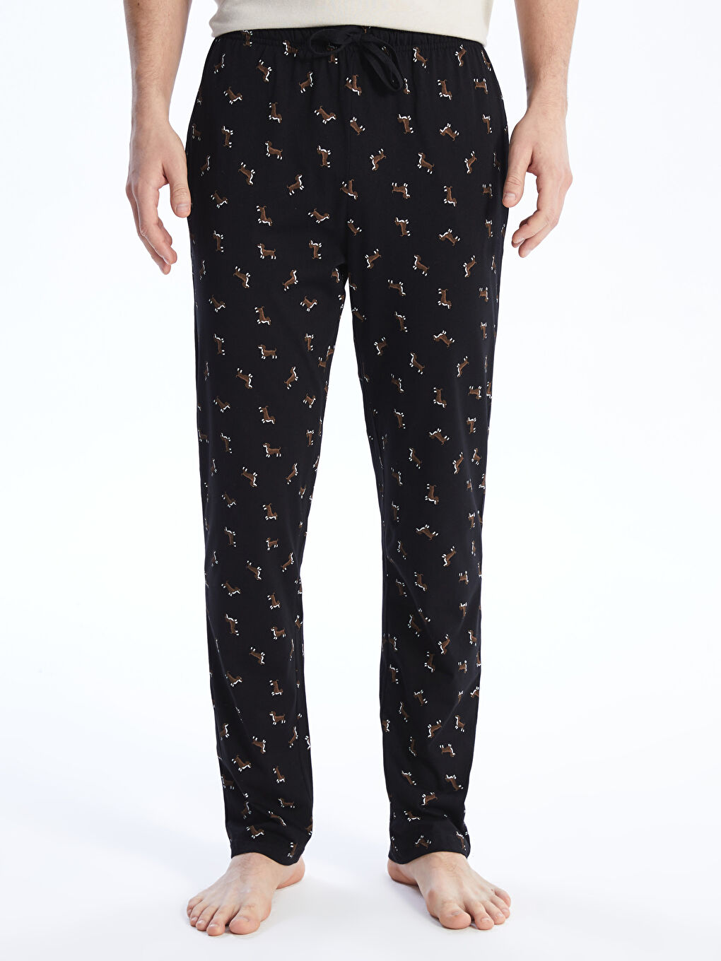 Siyah Standart Kalıp Erkek Pijama Alt-2