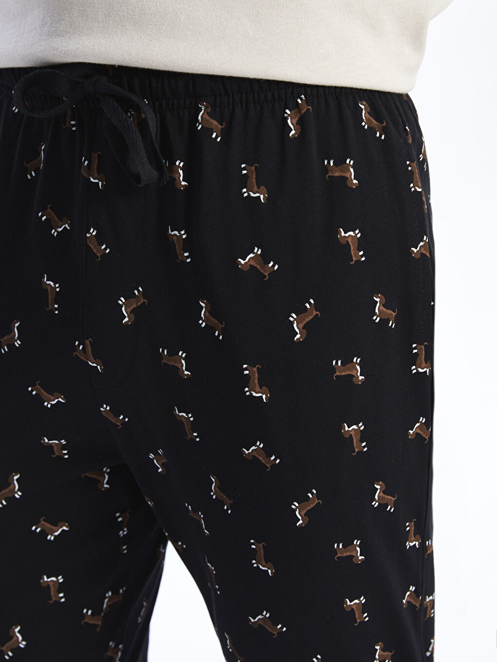 Siyah Standart Kalıp Erkek Pijama Alt-3