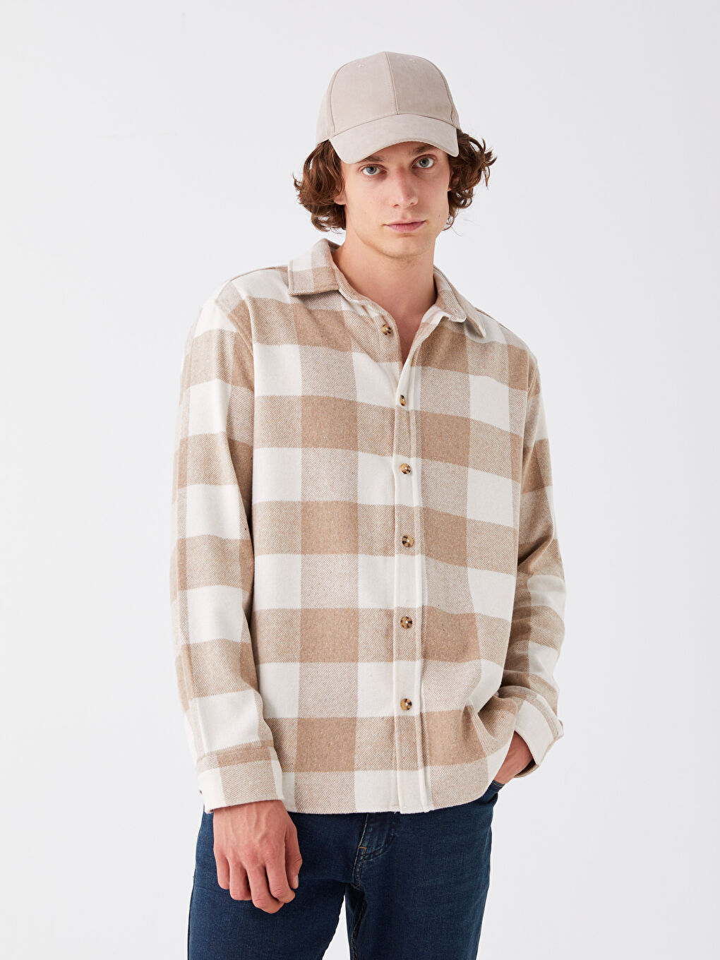 کراس فڵانێل قۆڵ درێژ چوارخانە فیتی ڕاحەت بۆ پیاوان-1