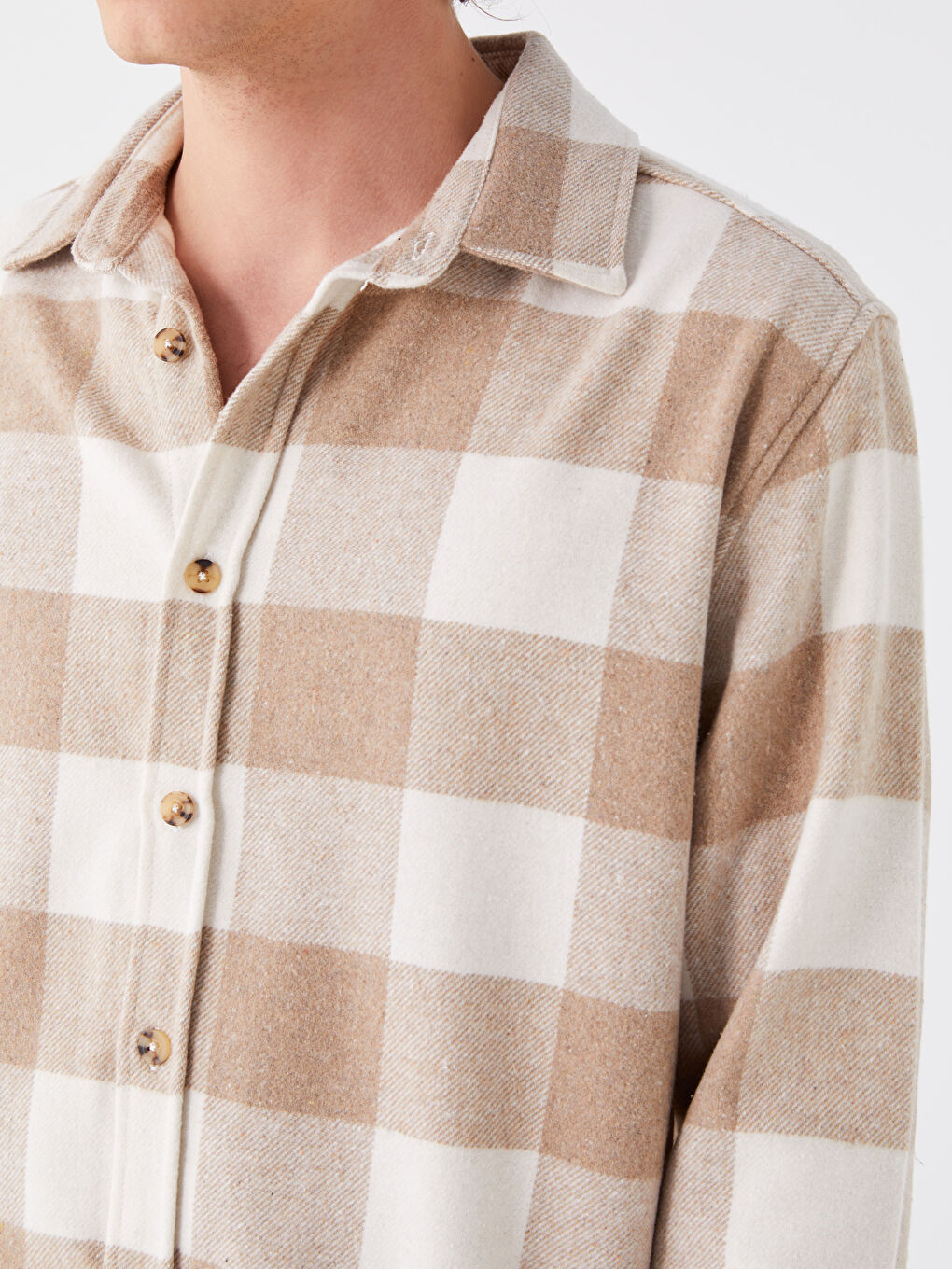 کراس فڵانێل قۆڵ درێژ چوارخانە فیتی ڕاحەت بۆ پیاوان-3