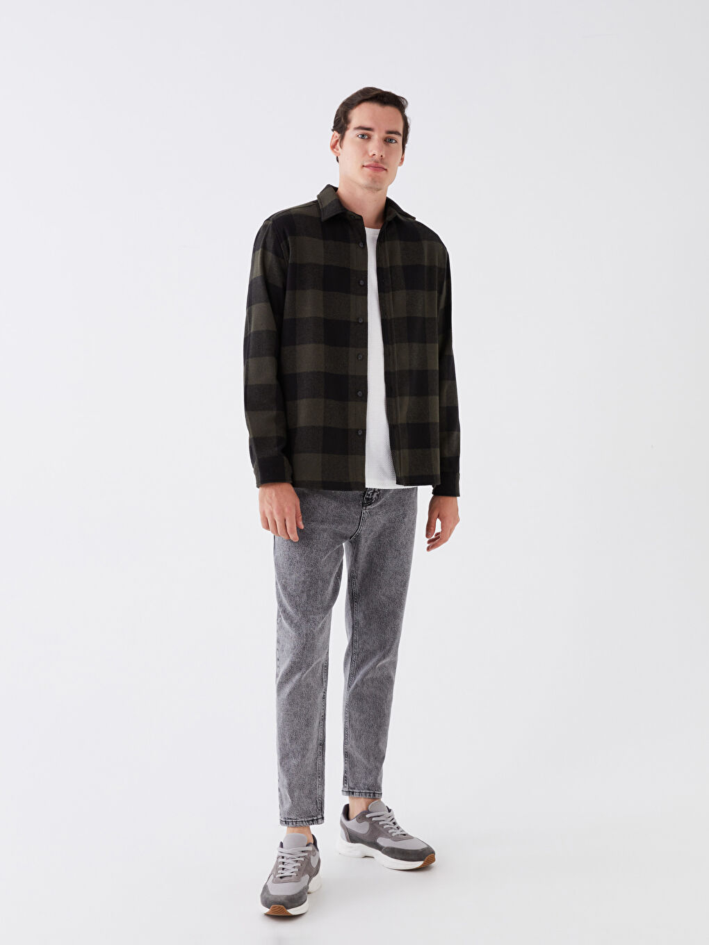 Regular Fit Long Sleeve Plaid Men's Flannel Shirt -W3AT79Z8-LMU