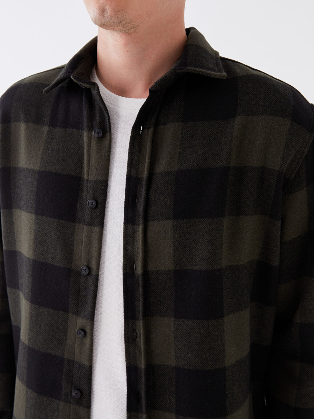 Regular Fit Long Sleeve Plaid Men's Flannel Shirt -W3AT79Z8-LMU