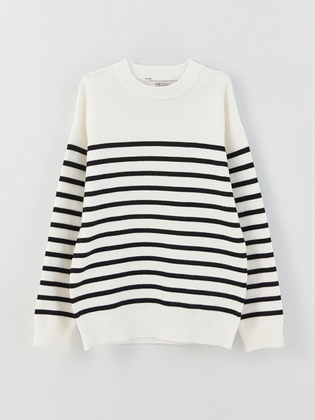LCW Kids Rundhalsausschnitt Gestreift Langarm Strickpullover für Mädchen -W3AU18Z4-FDU
