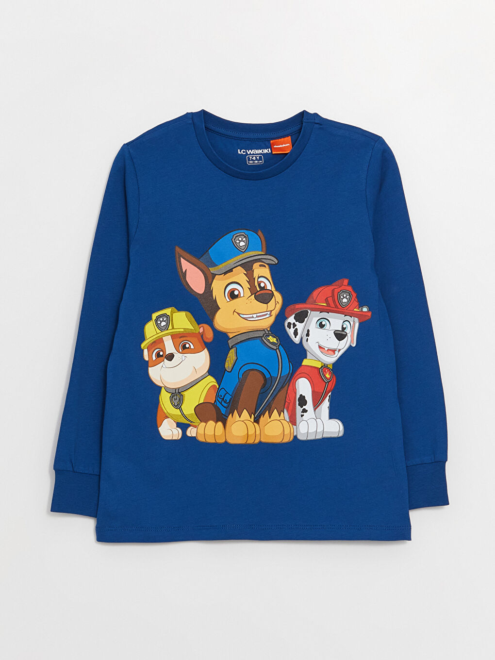 Mavi Bisiklet Yaka Paw Patrol Baskılı Uzun Kollu Erkek Çocuk Pijama Takımı-1