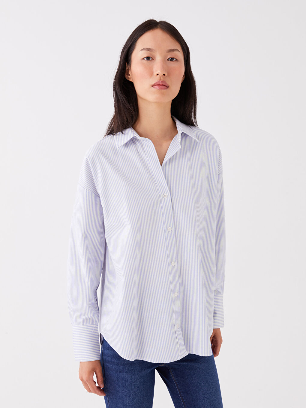 Chemise Rayée à Manches Longues pour Femmes-1