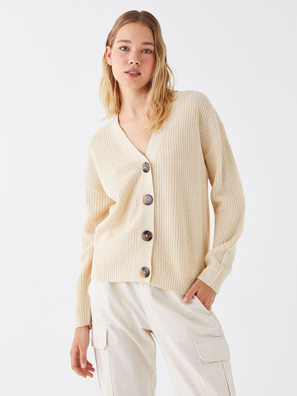 Žena BEŽ Kardigan-2