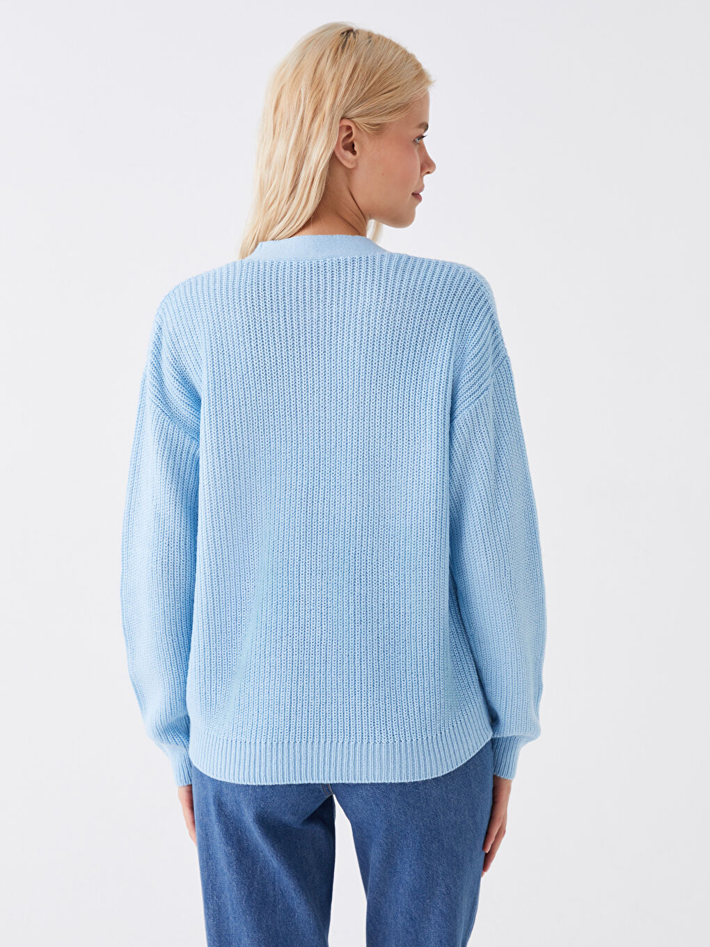 كارديجان تريكو بياقة على شكل حرف V للسيدات-4