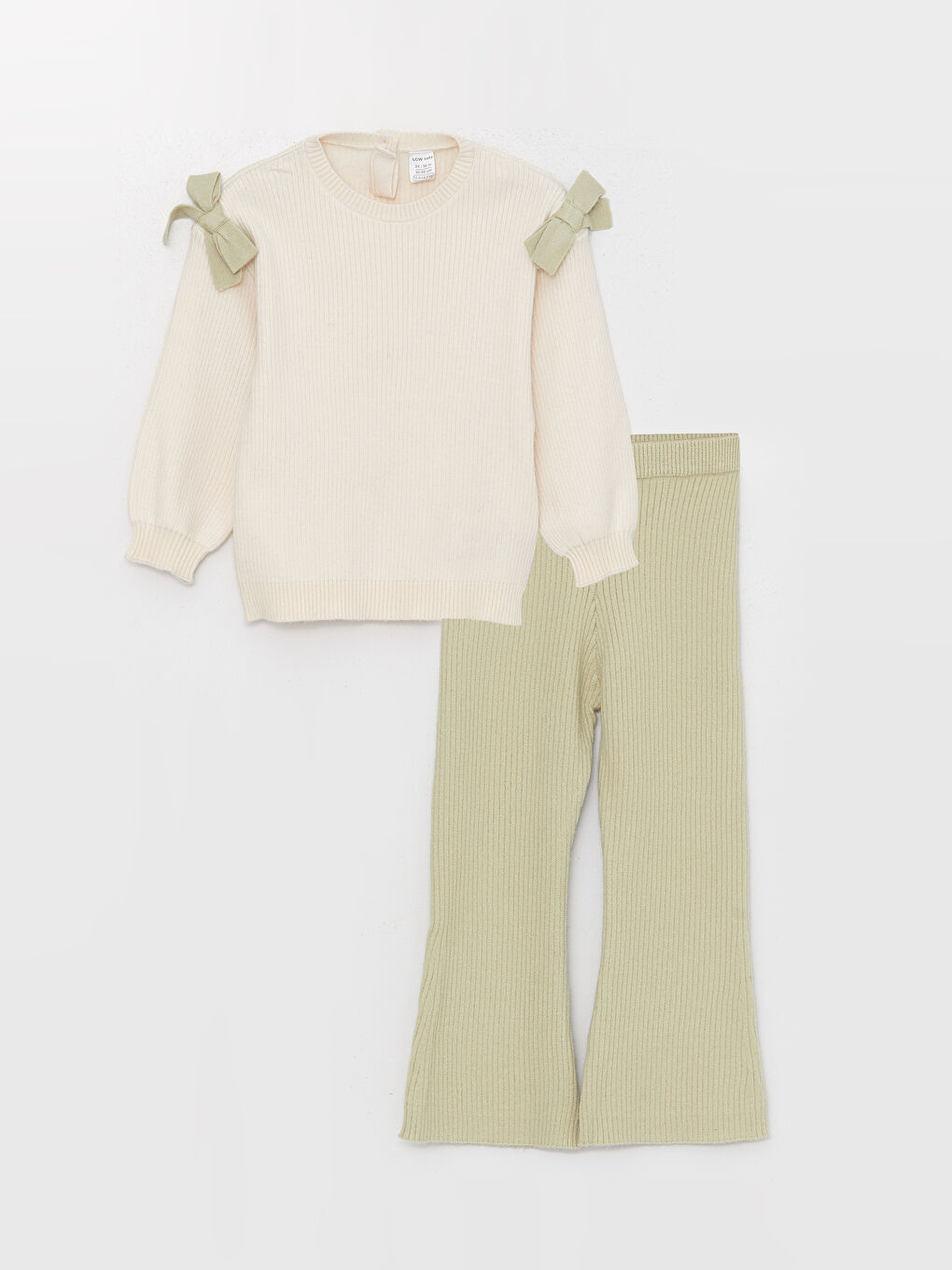 Crew Neck Baby Girl Knitwear Sweater and Trousers 2-Pack Set