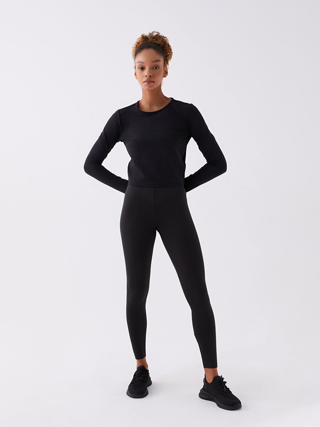 LCW SPORT Crew Neck Straight Long Sleeve Women's Sports T-Shirt -W3AV32Z8-CVL