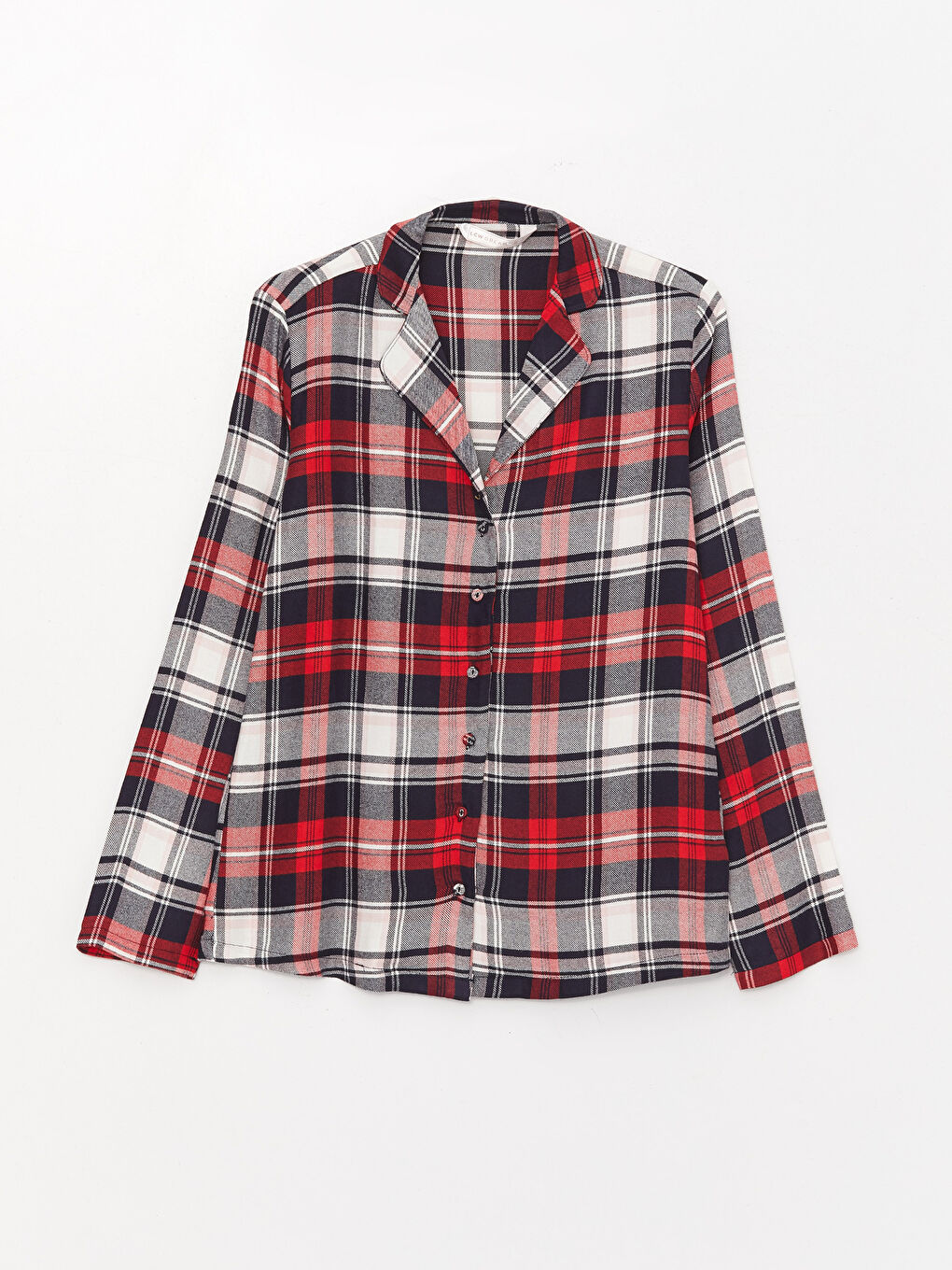 Kırmızı Gömlek Yaka Ekose Kadın Pijama Takımı-6