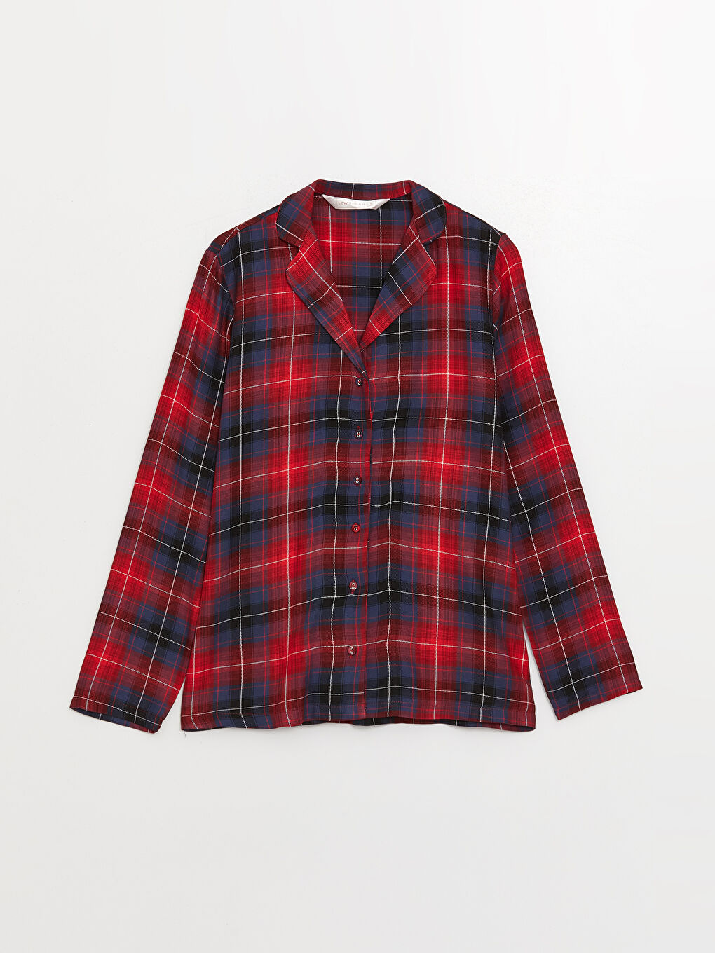 Kırmızı Gömlek Yaka Ekose Kadın Pijama Takımı-6