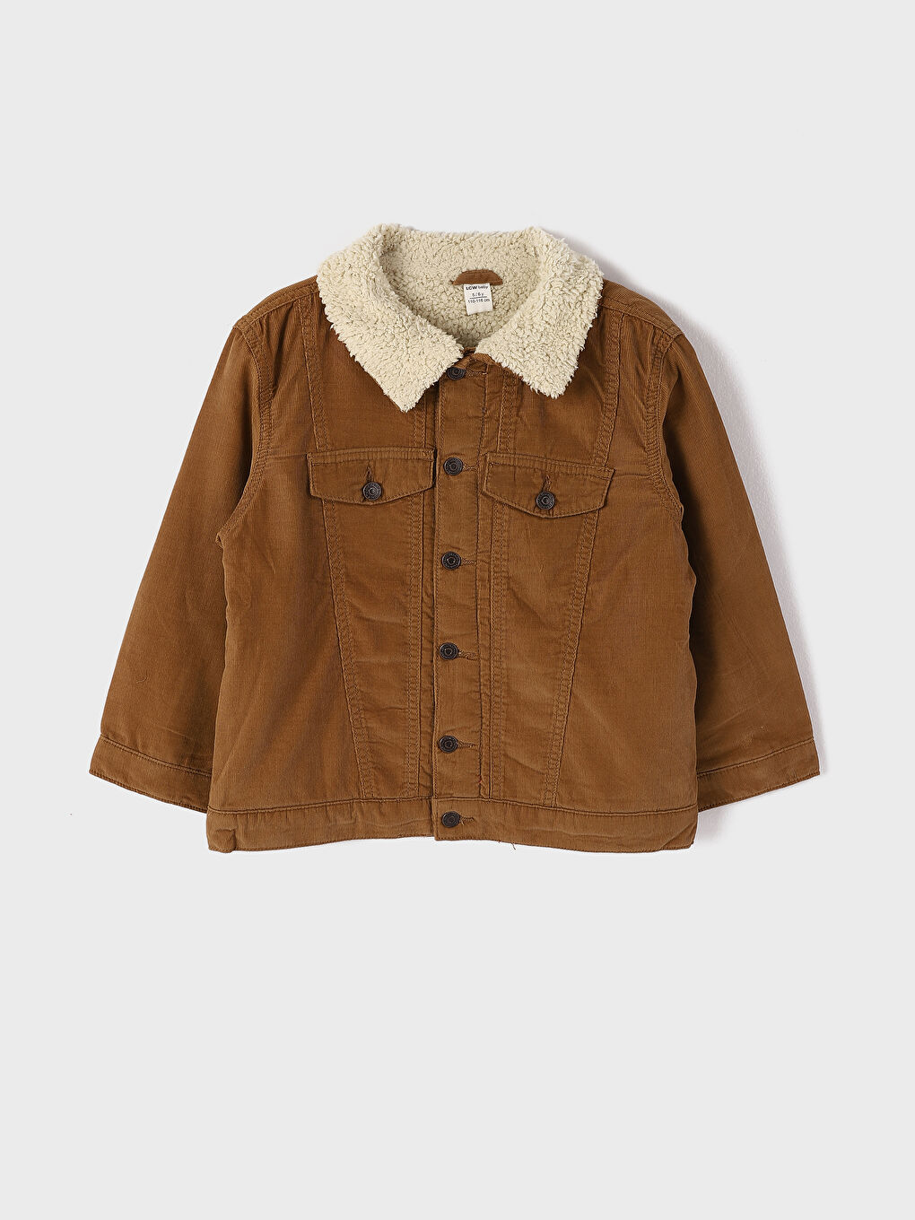 LCW baby Long Sleeve Velvet Baby Boy Jacket with Fur Detail on the Collar -W3AV88Z1-GSC