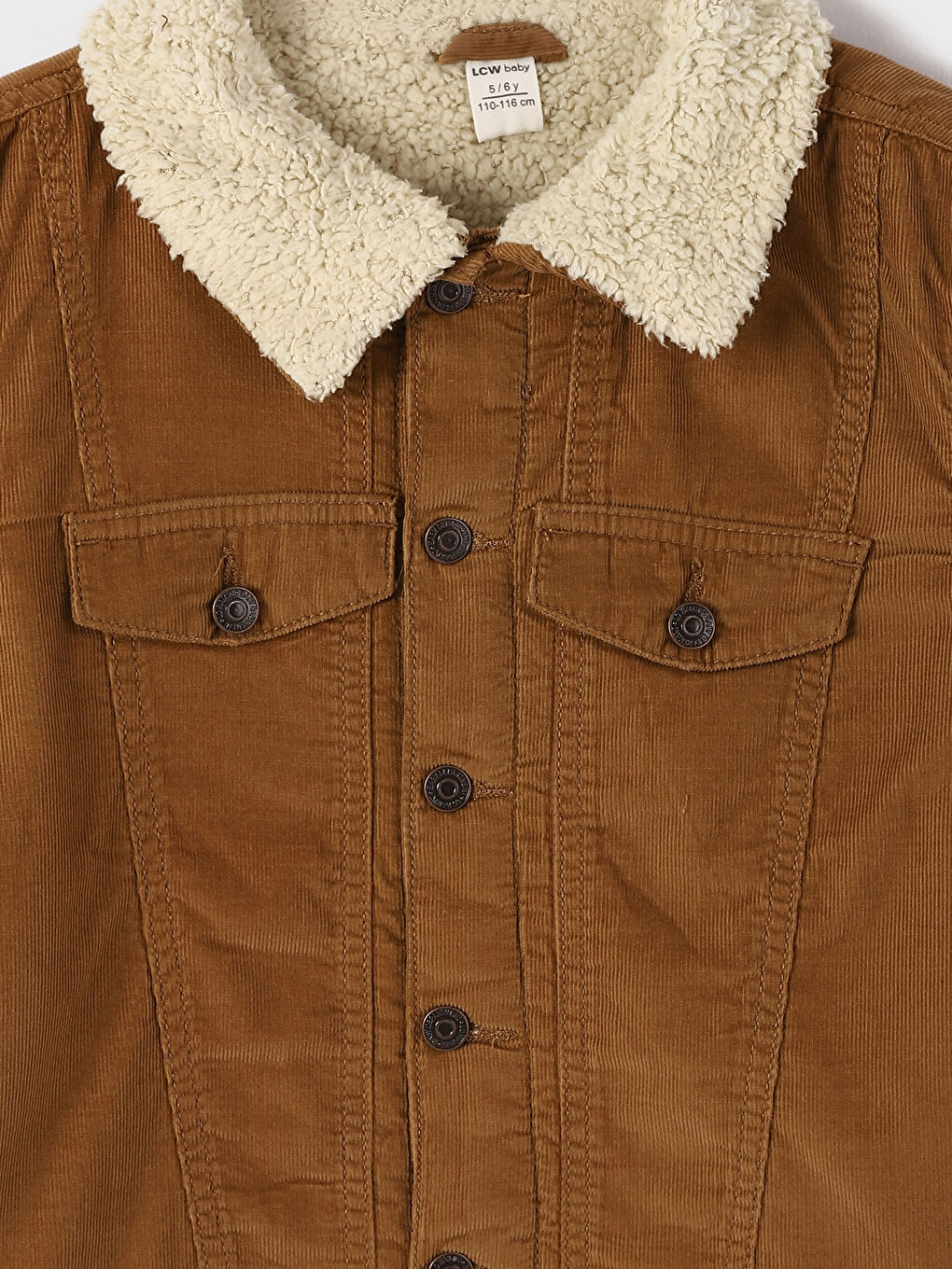 LCW baby Long Sleeve Velvet Baby Boy Jacket with Fur Detail on the Collar -W3AV88Z1-GSC