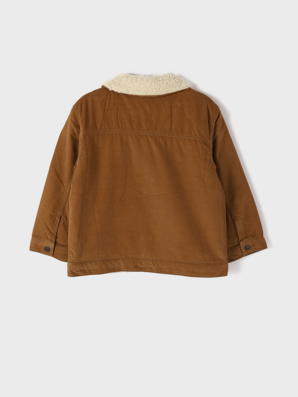 LCW baby Long Sleeve Velvet Baby Boy Jacket with Fur Detail on the Collar -W3AV88Z1-GSC
