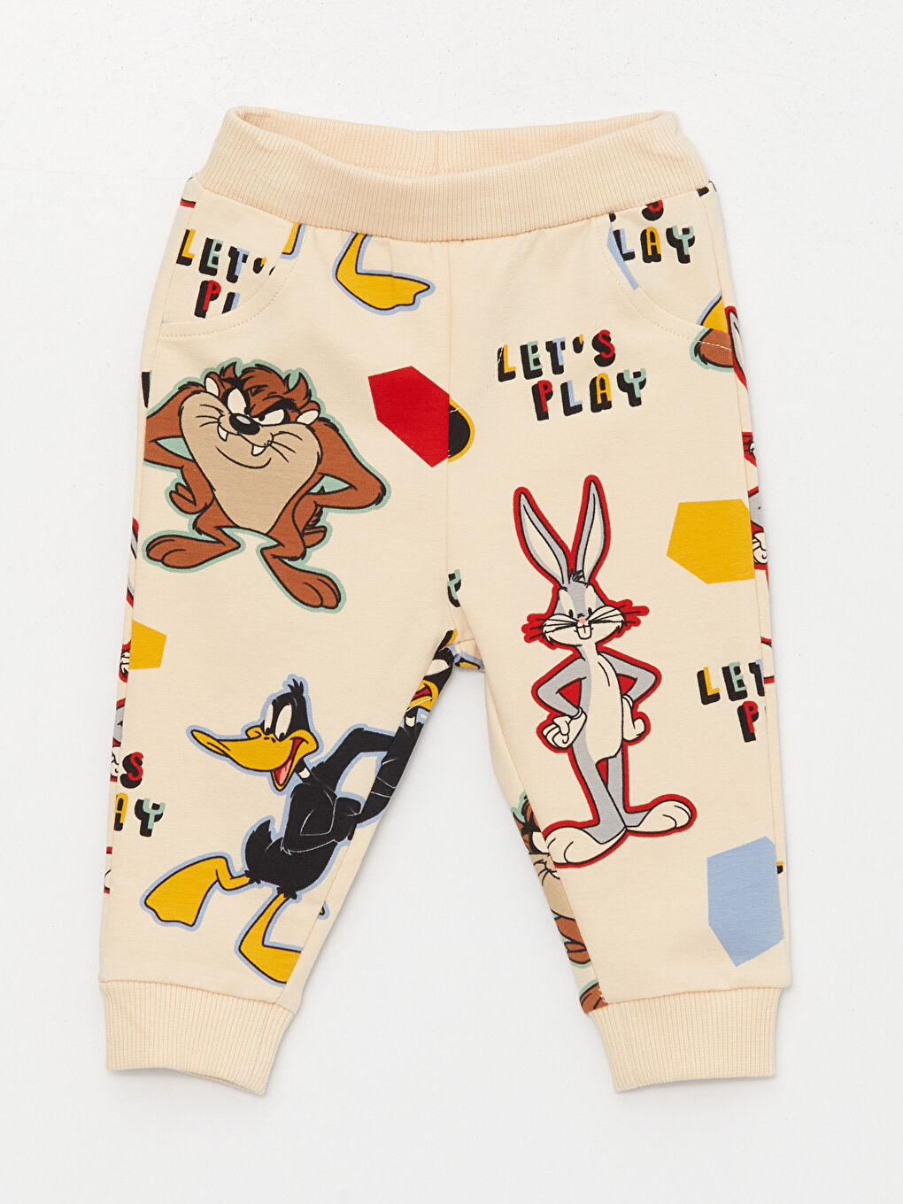 LCW baby Bej Bisiklet Yaka Looney Tunes Baskılı Erkek Bebek Sweatshirt ve Pantolon 2'li Takım - 3