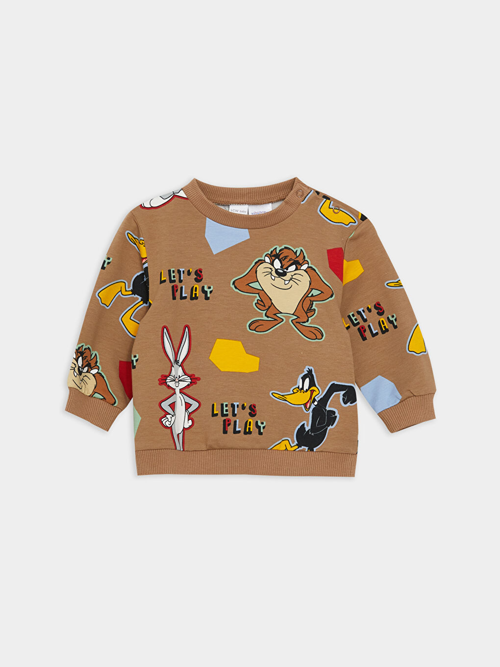 LCW baby Tarçın Bisiklet Yaka Looney Tunes Baskılı Erkek Bebek Sweatshirt ve Eşofman Altı 2'li Takım - 1