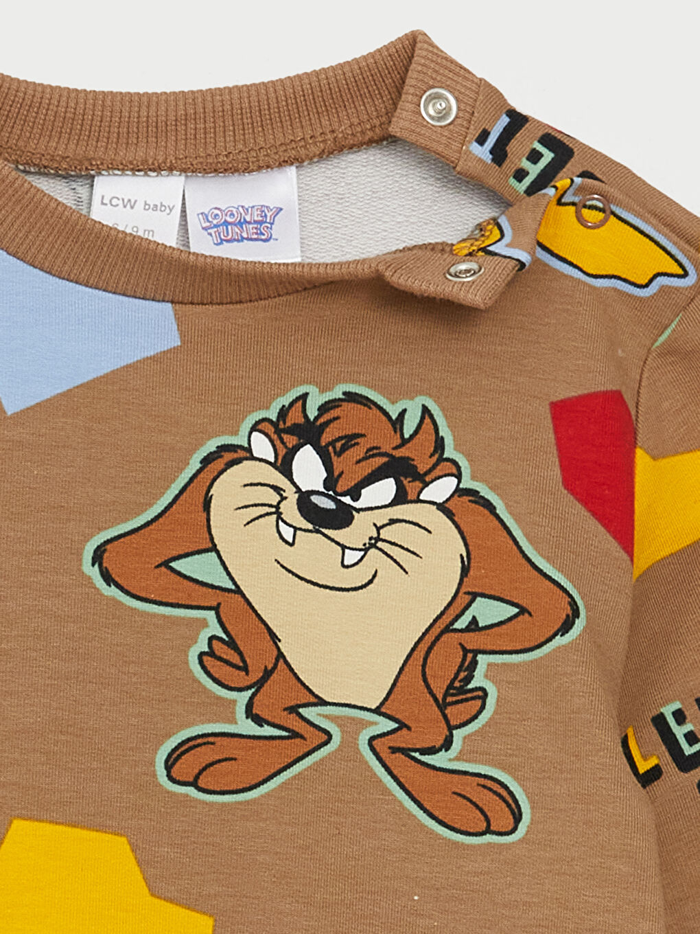 LCW baby Tarçın Bisiklet Yaka Looney Tunes Baskılı Erkek Bebek Sweatshirt ve Eşofman Altı 2'li Takım - 6