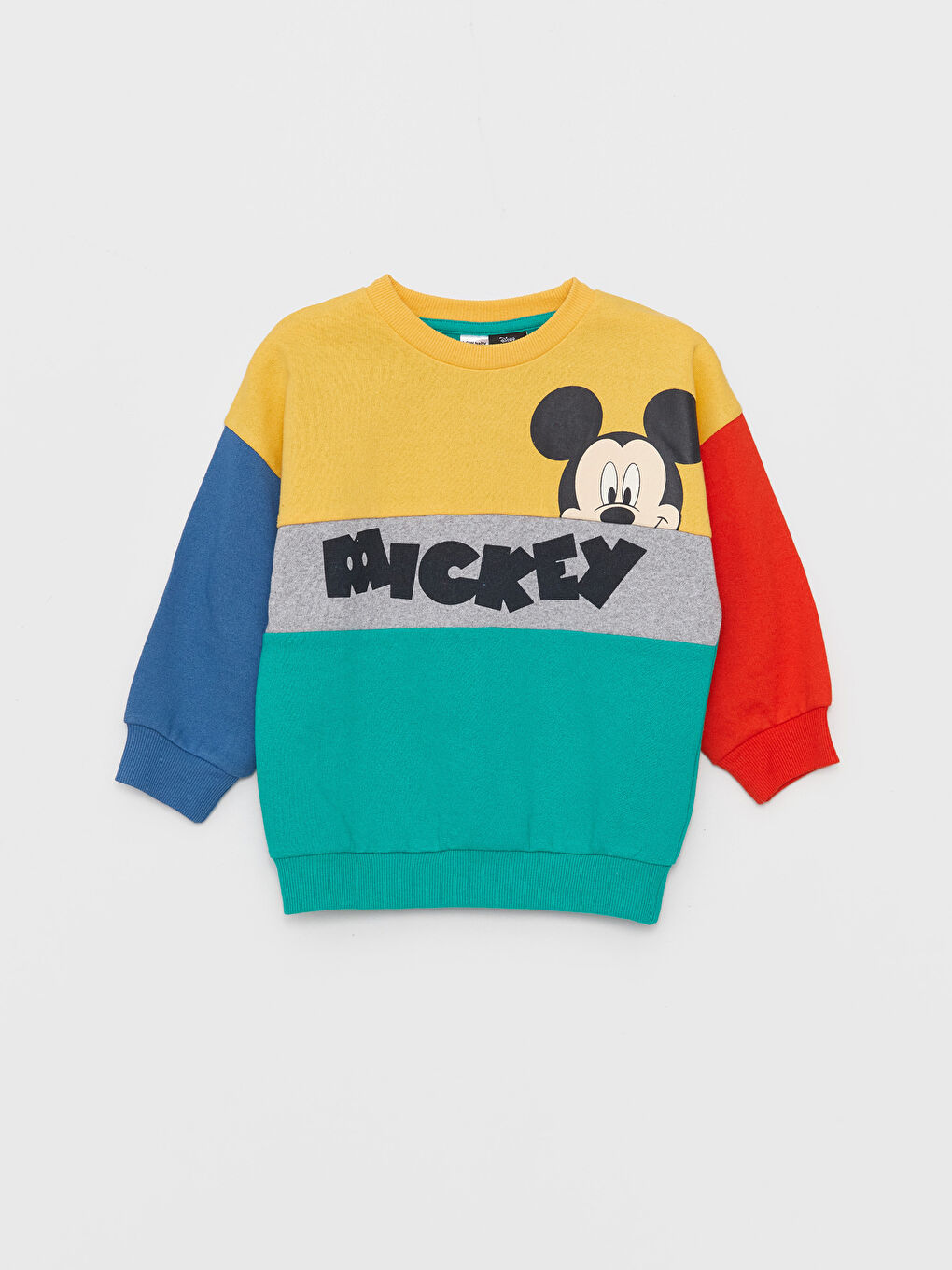 LCW baby Yeşil Bisiklet Yaka Uzun Kollu Mickey Mouse Baskılı Erkek Bebek Sweatshirt ve Eşofman Alt 2'li Takım - 2