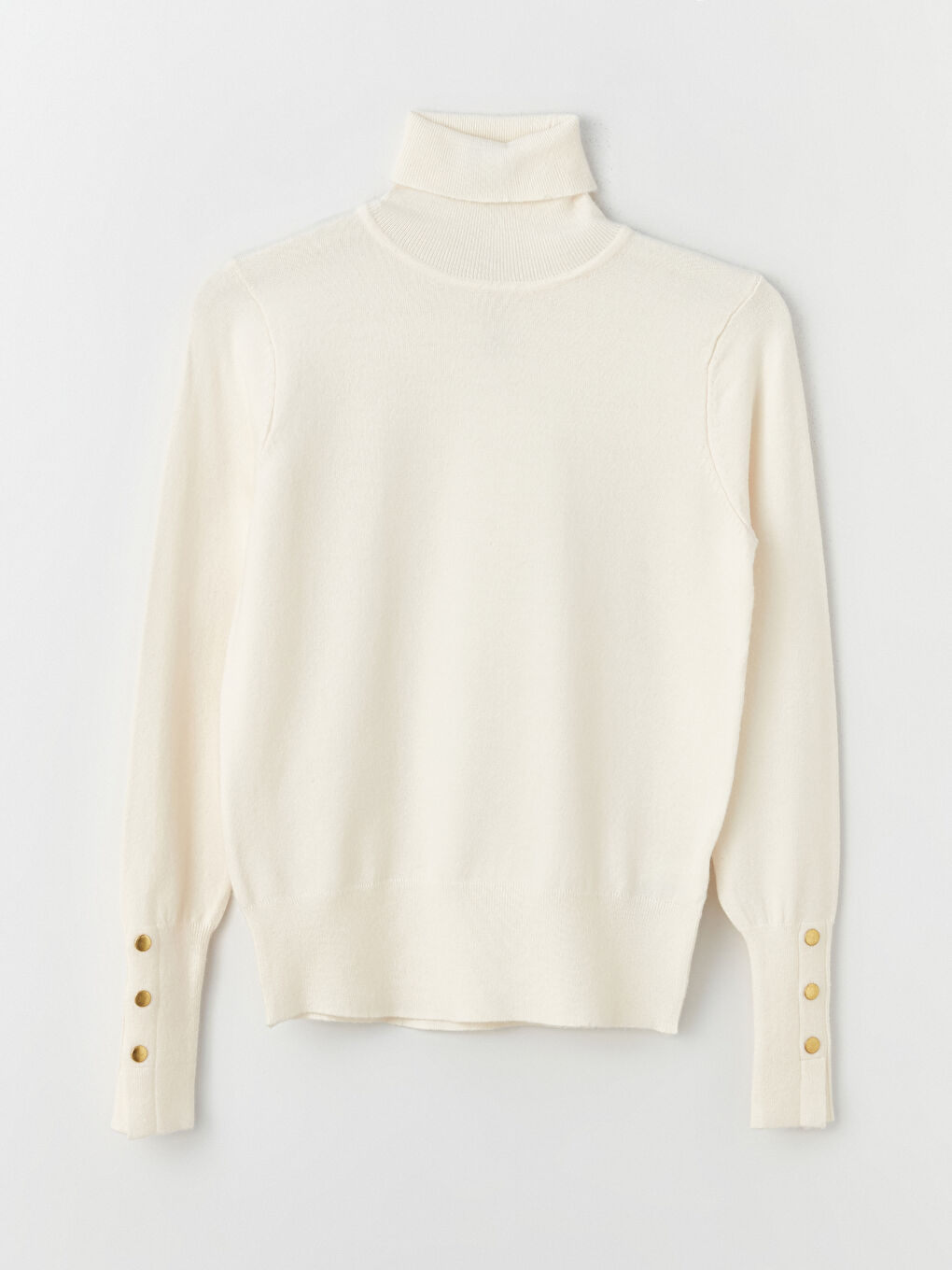 Әйелдерге арналған трикотаж биік жағалы өрнексіз ұзын жең жемпір-5