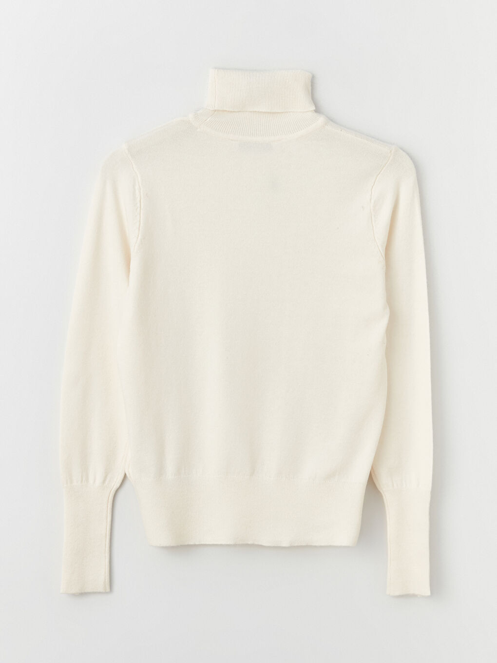 Әйелдерге арналған трикотаж биік жағалы өрнексіз ұзын жең жемпір-6