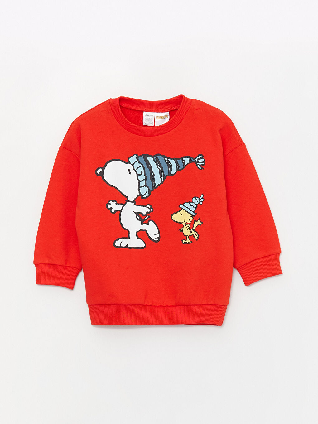 LCW baby Canlı Turuncu Bisiklet Yaka Uzun Kollu Snoopy Baskılı Erkek Bebek Sweatshirt ve Eşofman Alt 2'li Takım - 4