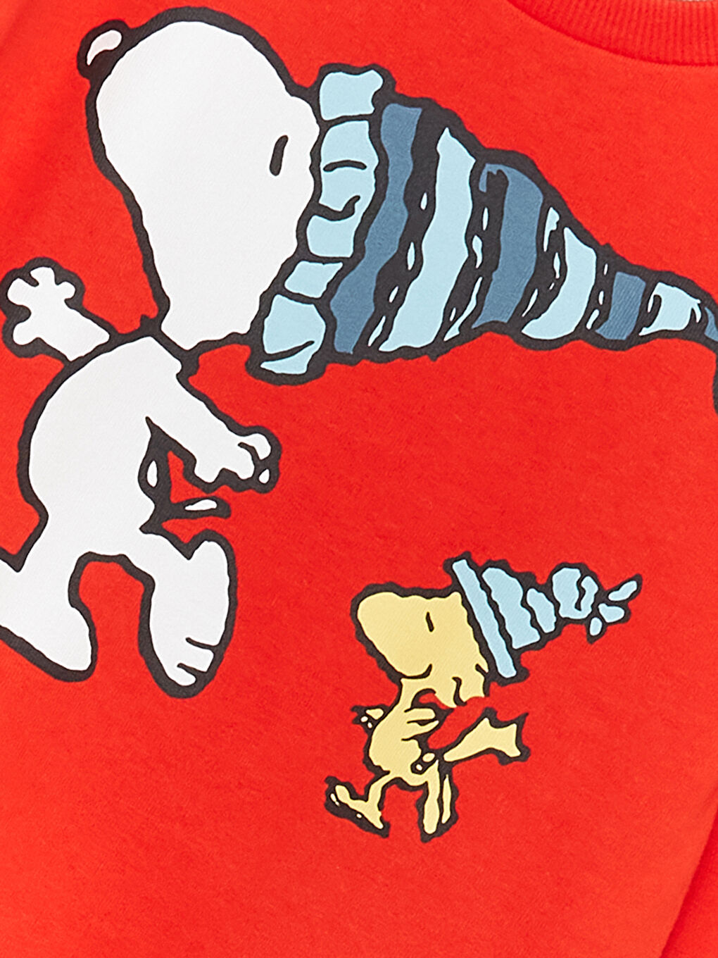 LCW baby Canlı Turuncu Bisiklet Yaka Uzun Kollu Snoopy Baskılı Erkek Bebek Sweatshirt ve Eşofman Alt 2'li Takım - 6