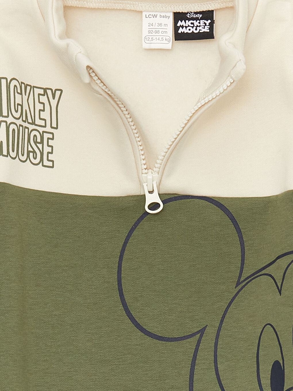 Gri Dik Yaka Uzun Kollu Mickey Mouse Baskılı Erkek Bebek Sweatshirt ve Eşofman Alt 2'li Takım-8