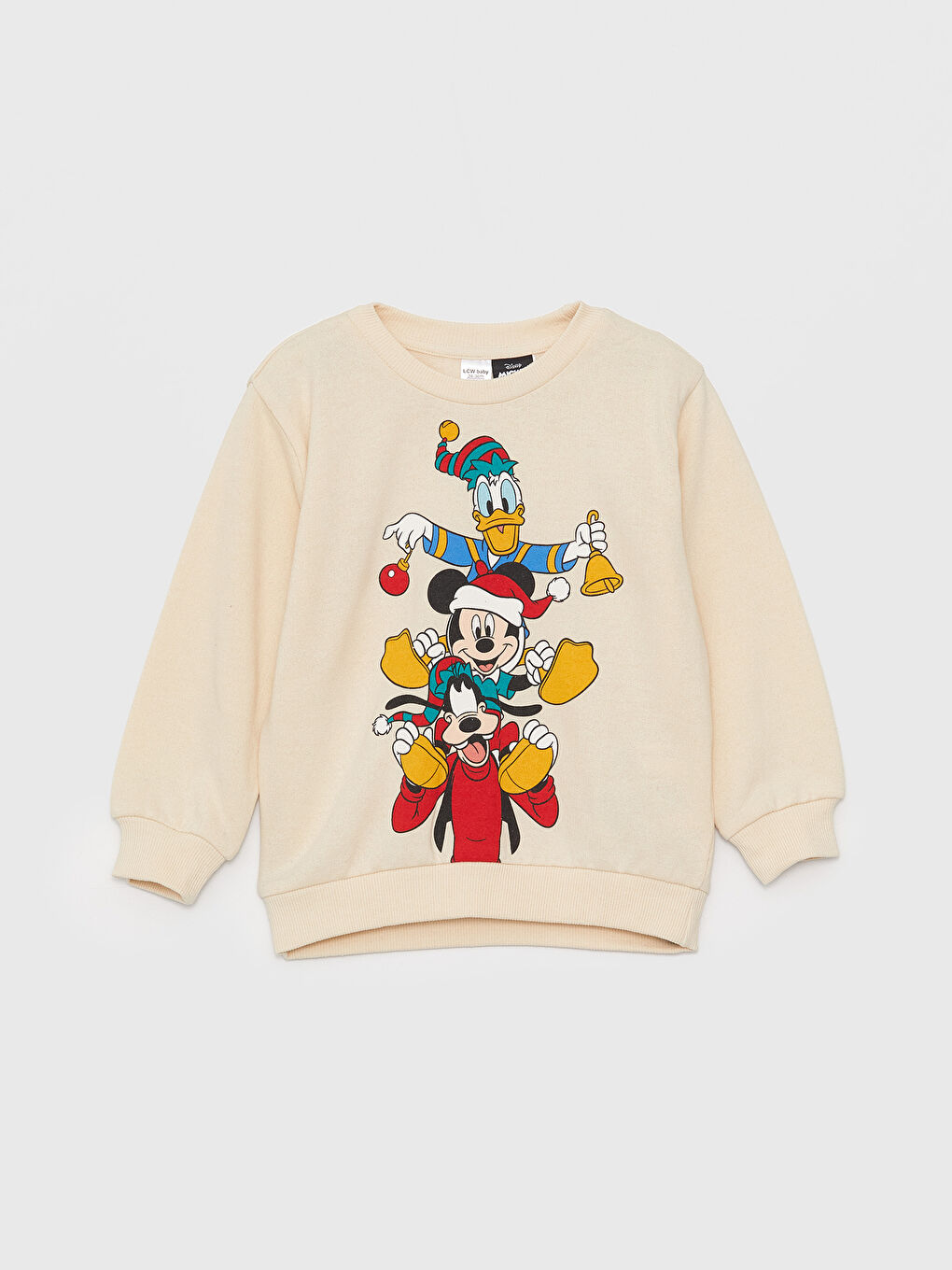 LCW baby Açık Bej Bisiklet Yaka Uzun Kollu Disney Baskılı Erkek Bebek Sweatshirt ve Eşofman Alt 2'li Takım - 1