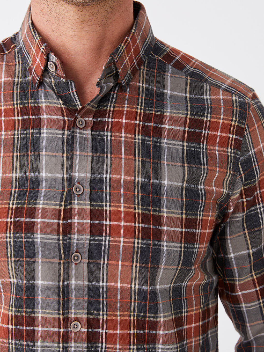 Slim Fit Long Sleeve Plaid Men's Shirt-3