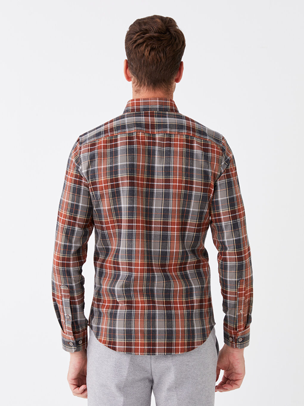 Slim Fit Long Sleeve Plaid Men's Shirt-4
