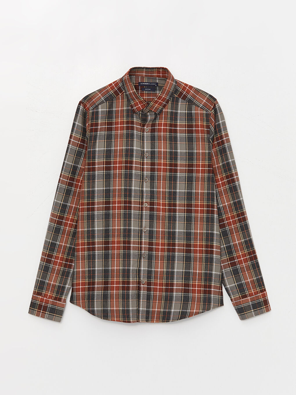 Slim Fit Long Sleeve Plaid Men's Shirt-5