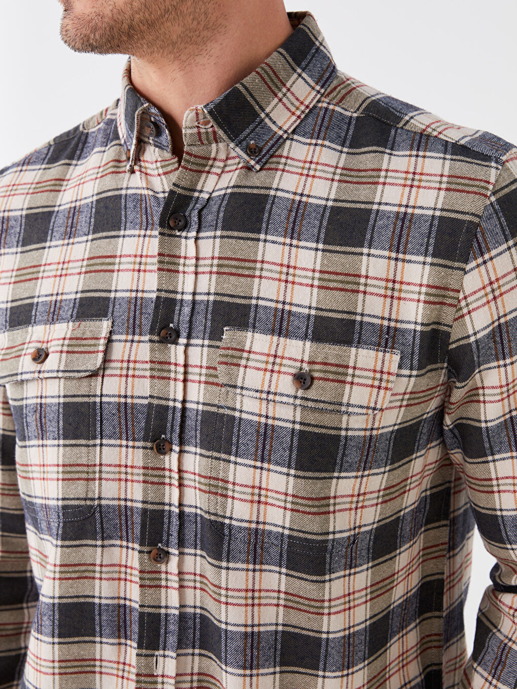 LCWAIKIKI Classic Regular Fit Long Sleeve Plaid Gabardine Men's Shirt -W3AY69Z8-LMU
